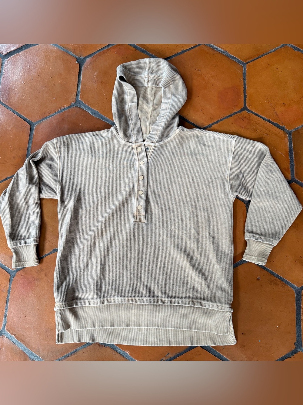Aerie Hooded Henley Pullover Sweatshirt Lounge Hoodie XXS Oversized Slouchy